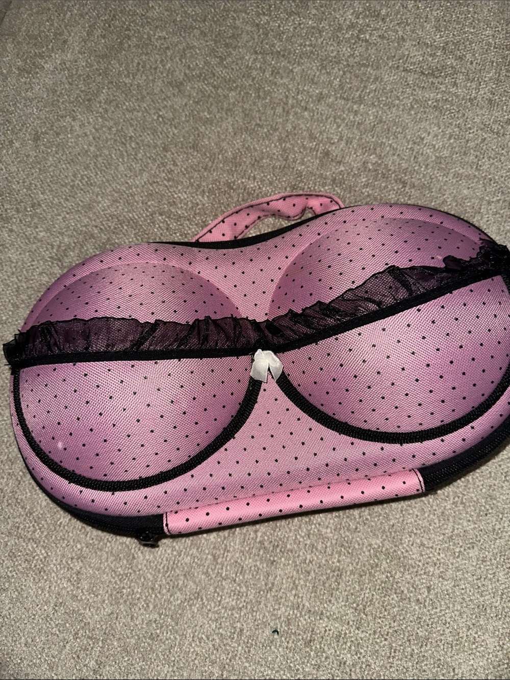 Pink Polka Dot Bra Travel Case - Ladies Lingerie Organizer